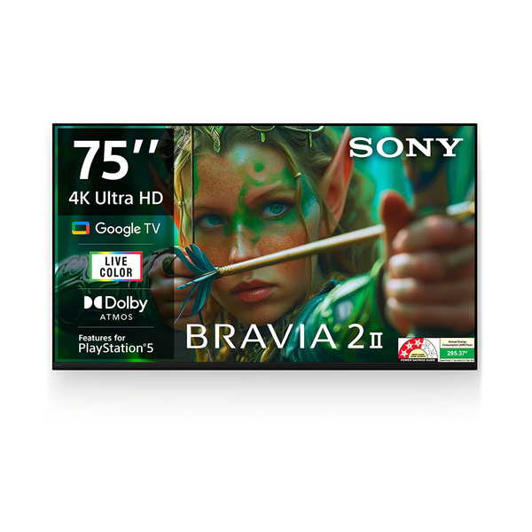 Sony 189 cm (75) BRAVIA 2 II 4K Ultra HD Smart LED Google TV K-75S25M2 (Black)