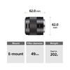 Sony E 50mm F1.8 OSS (SEL50F18) E-Mount Aps-c, Standard Prime Lens SEL50F18/BC SYX