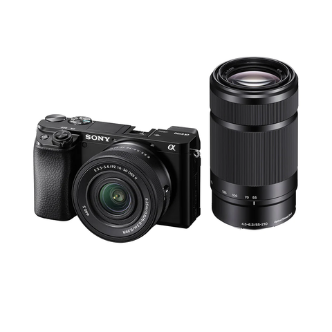 Sony Alpha ILCE-6100X 24.2 MP Mirrorless Digital SLR Camera with SELP16502 Power Zoom & SEL55210 Lens, APS-C Sensor, Fast Auto Focus,Real-time Eye AF,Real-time Tracking, Vlogging & Content Creation -Black ILCE-6100X/BQ IN5
