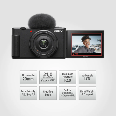 Sony ZV-1F Vlog Camera for Content Creators and Vloggers with Ultra-wide 20mm Prime Lens | Soft Skin Feature | Bokeh | Creative Look | Active Mode Stabilisation ZV-1F